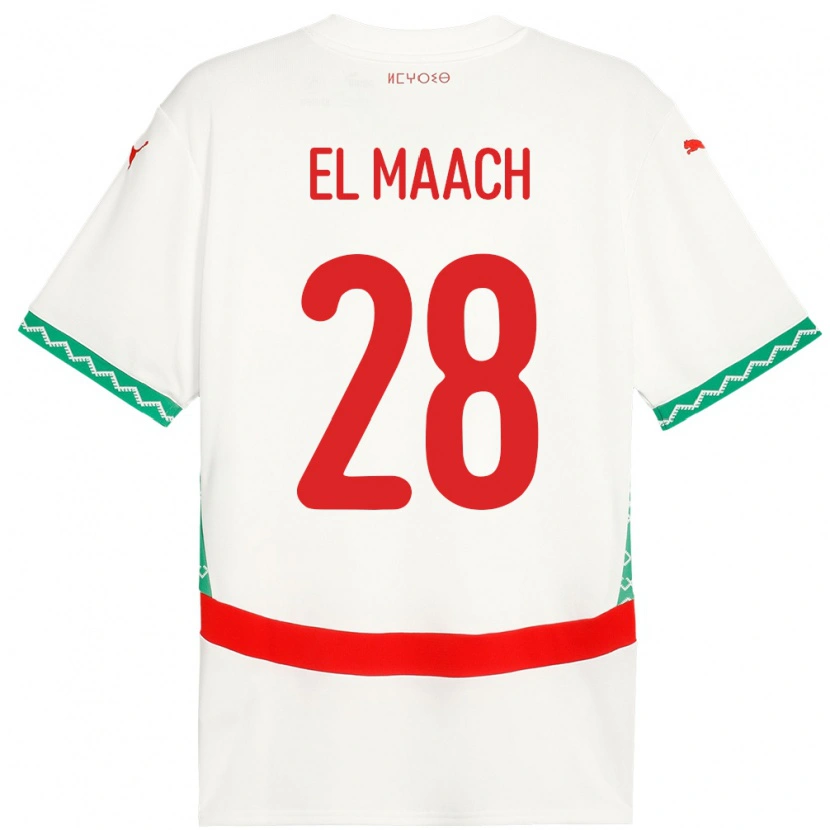 Danxen Heren Marokko Fouad El Maach #28 Wit Uitshirt Uittenue 24-26 T-Shirt