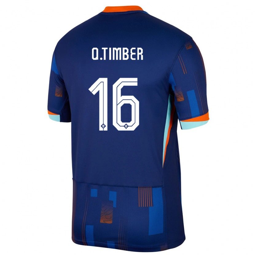 Danxen Heren Nederland Quinten Timber #16 Blauw Uitshirt Uittenue 24-26 T-Shirt