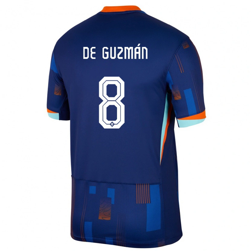 Danxen Heren Nederland Jaden De Guzmán #8 Blauw Uitshirt Uittenue 24-26 T-Shirt