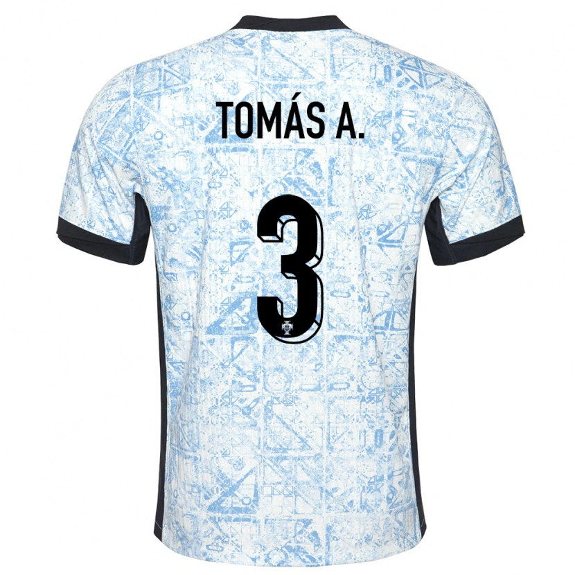 Danxen Heren Portugal Tomás Araújo #3 Crème Blauw Uitshirt Uittenue 24-26 T-Shirt