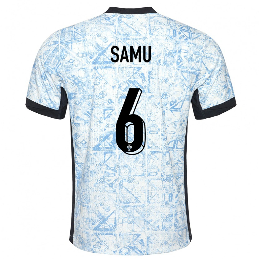 Danxen Heren Portugal Samú Costa #6 Crème Blauw Uitshirt Uittenue 24-26 T-Shirt