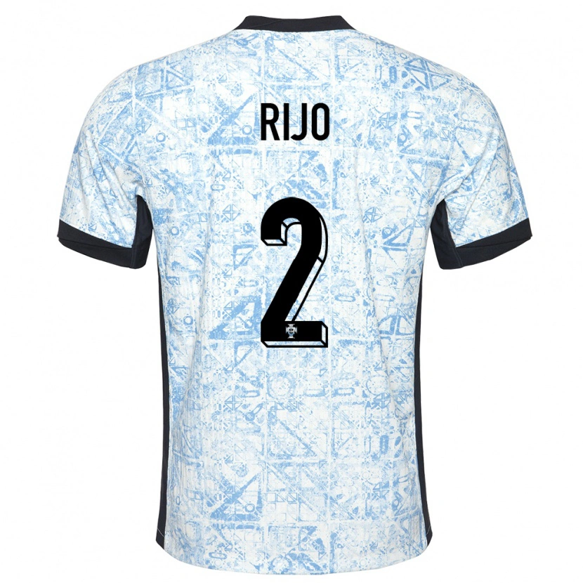 Danxen Heren Portugal João Rijo #2 Crème Blauw Uitshirt Uittenue 24-26 T-Shirt