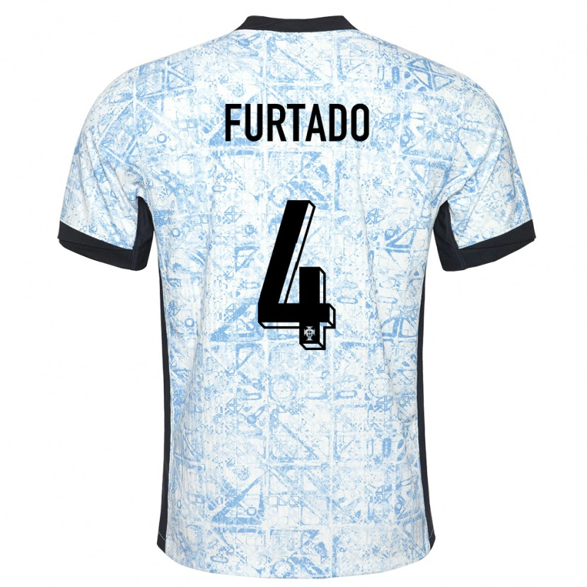 Danxen Heren Portugal Mauro Furtado #4 Crème Blauw Uitshirt Uittenue 24-26 T-Shirt