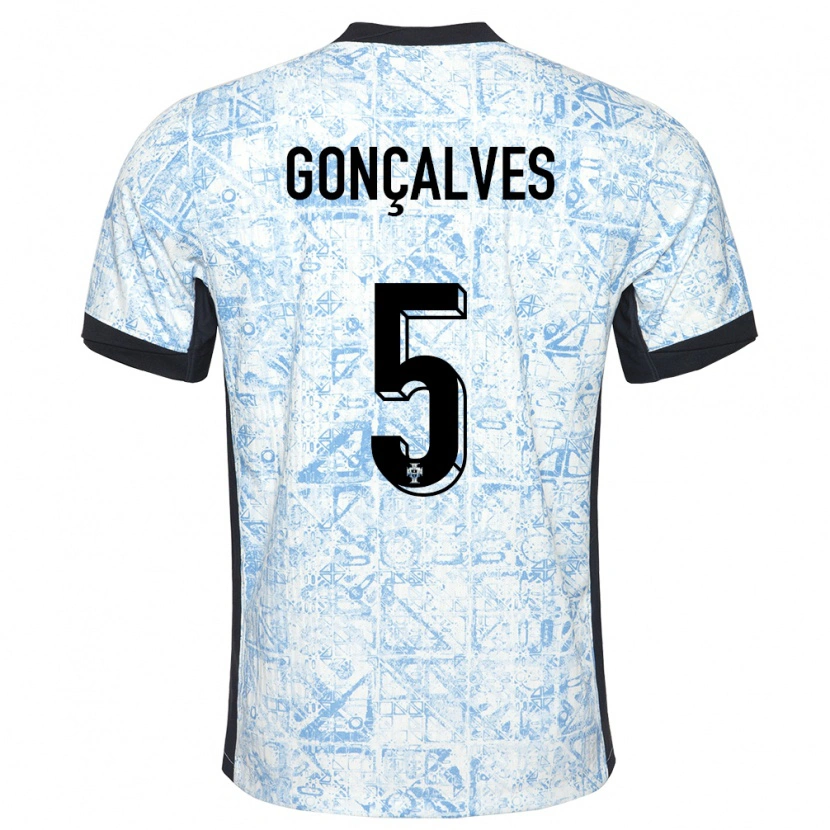 Danxen Heren Portugal Martim Gonçalves #5 Crème Blauw Uitshirt Uittenue 24-26 T-Shirt