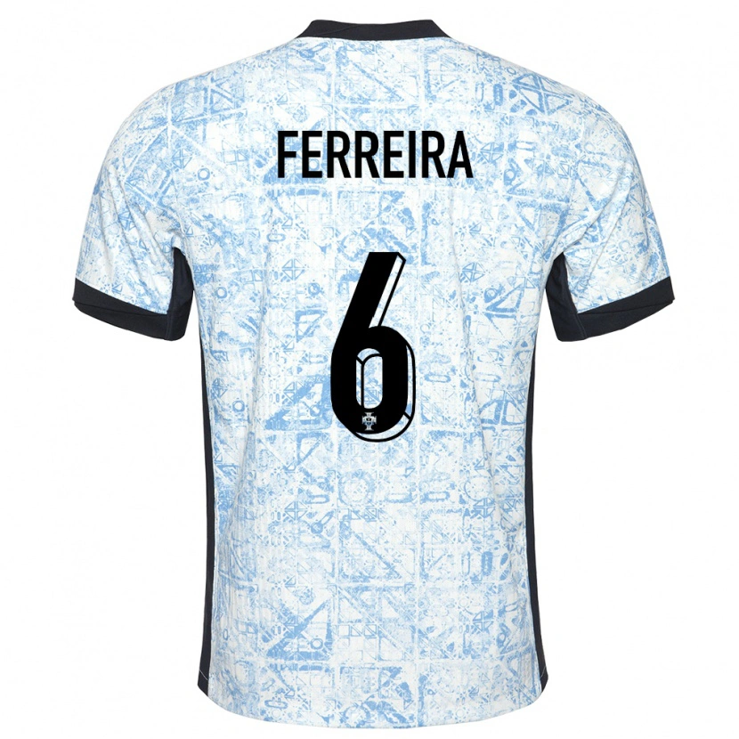 Danxen Heren Portugal Martim Ferreira #6 Crème Blauw Uitshirt Uittenue 24-26 T-Shirt