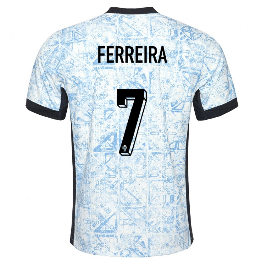 Danxen Heren Portugal Tiago Ferreira #7 Crème Blauw Uitshirt Uittenue 24-26 T-Shirt