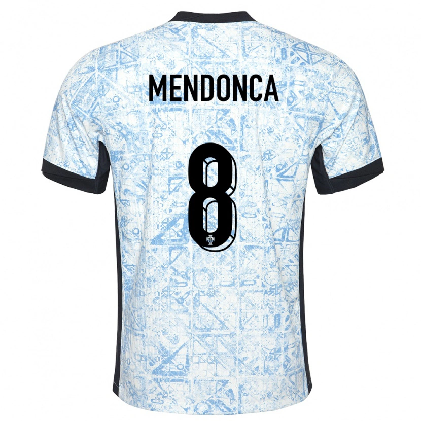 Danxen Heren Portugal Manuel Mendonça #8 Crème Blauw Uitshirt Uittenue 24-26 T-Shirt