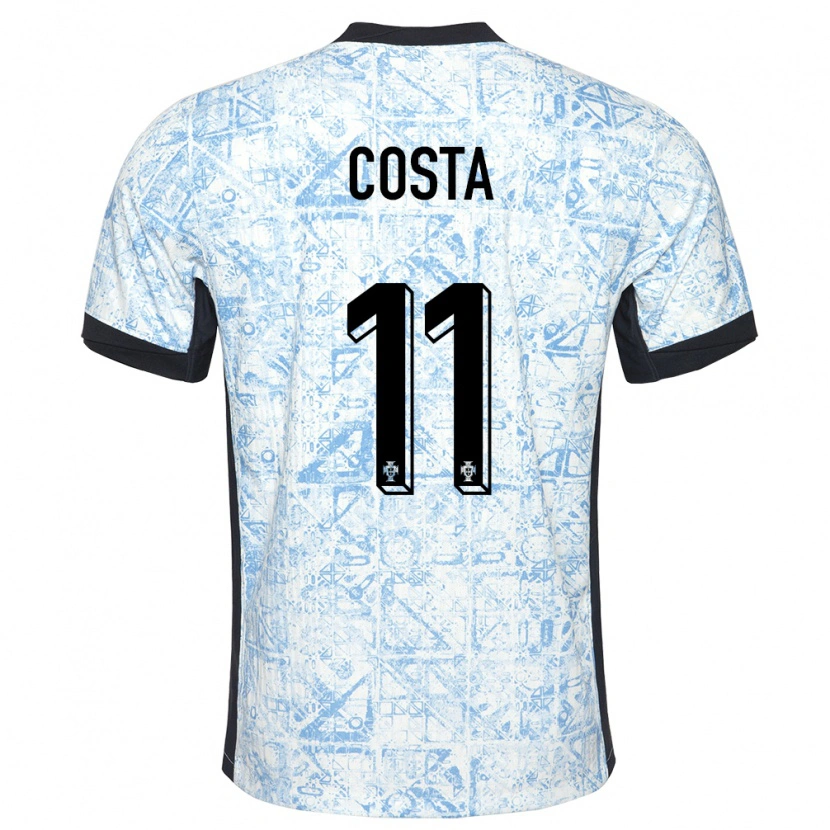 Danxen Heren Portugal Daniel Costa #11 Crème Blauw Uitshirt Uittenue 24-26 T-Shirt