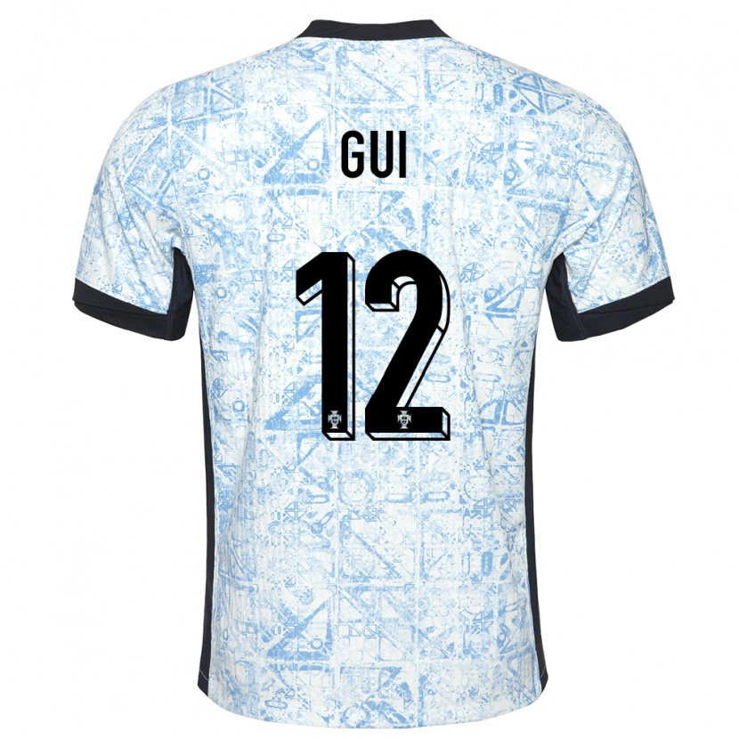 Danxen Heren Portugal Gui #12 Crème Blauw Uitshirt Uittenue 24-26 T-Shirt