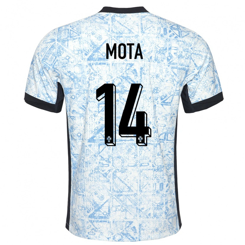 Danxen Heren Portugal Edgar Mota #14 Crème Blauw Uitshirt Uittenue 24-26 T-Shirt