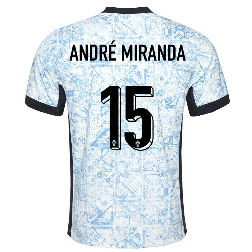Danxen Heren Portugal André Miranda #15 Crème Blauw Uitshirt Uittenue 24-26 T-Shirt