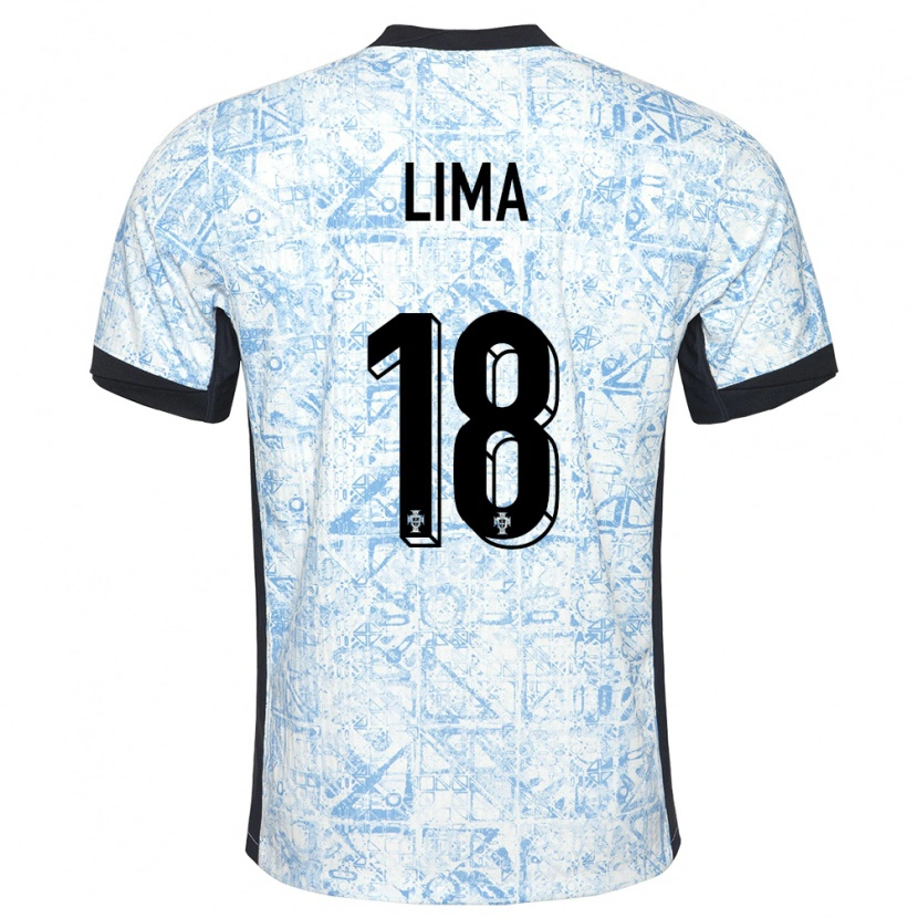 Danxen Heren Portugal Bernardo Lima #18 Crème Blauw Uitshirt Uittenue 24-26 T-Shirt