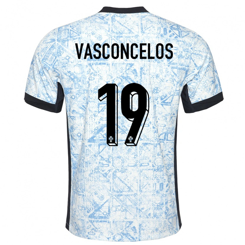 Danxen Heren Portugal Vasconcelos #19 Crème Blauw Uitshirt Uittenue 24-26 T-Shirt