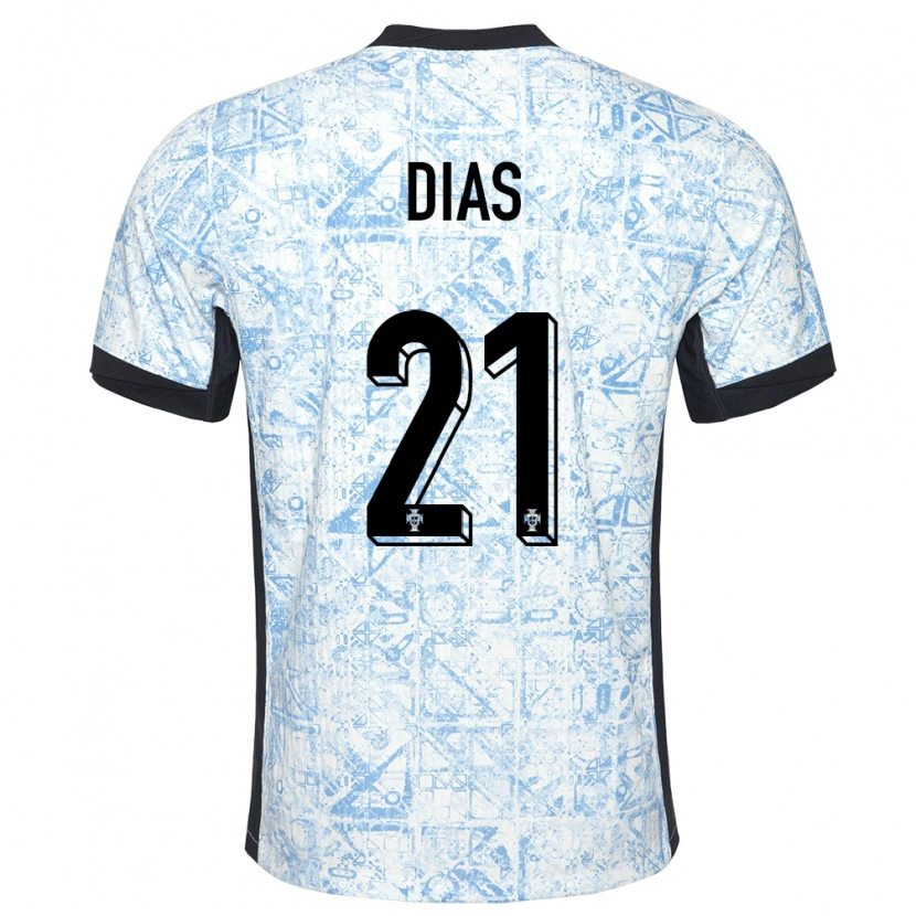 Danxen Heren Portugal Rodrigo Dias #21 Crème Blauw Uitshirt Uittenue 24-26 T-Shirt