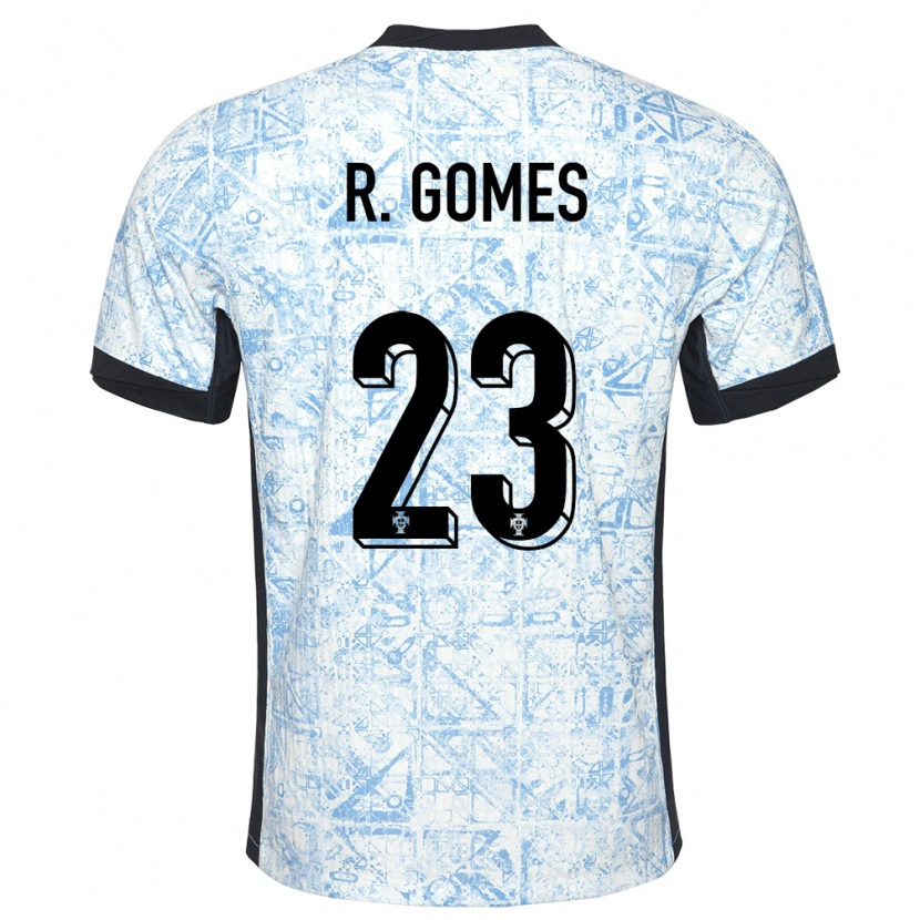Danxen Heren Portugal Rodrigo Gomes #23 Crème Blauw Uitshirt Uittenue 24-26 T-Shirt