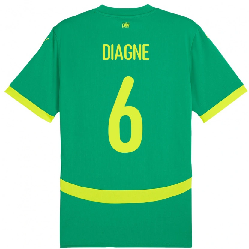 Danxen Heren Senegal Edmee Diagne #6 Groen Uitshirt Uittenue 24-26 T-Shirt
