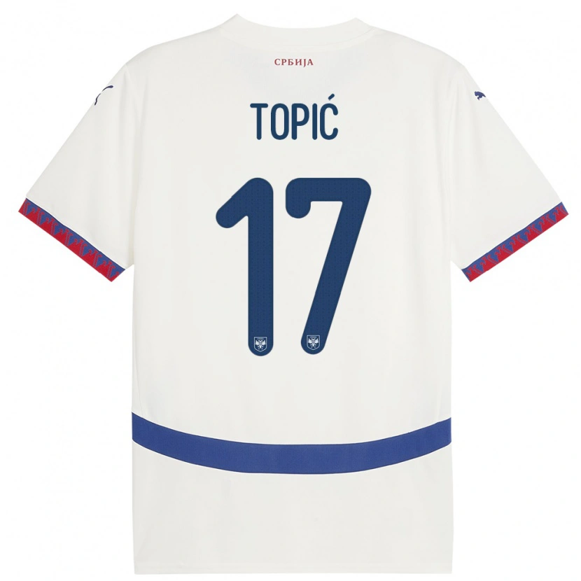 Danxen Heren Servië Mirko Topić #17 Wit Uitshirt Uittenue 24-26 T-Shirt