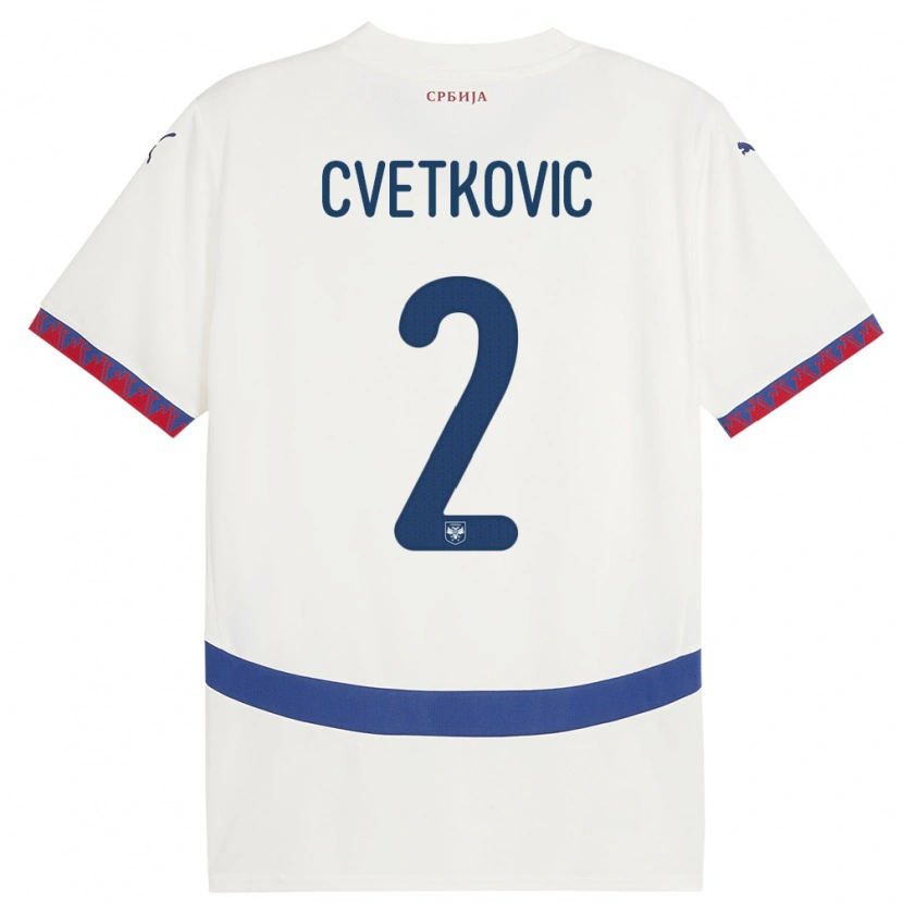 Danxen Heren Servië Djordje Cvetkovic #2 Wit Uitshirt Uittenue 24-26 T-Shirt