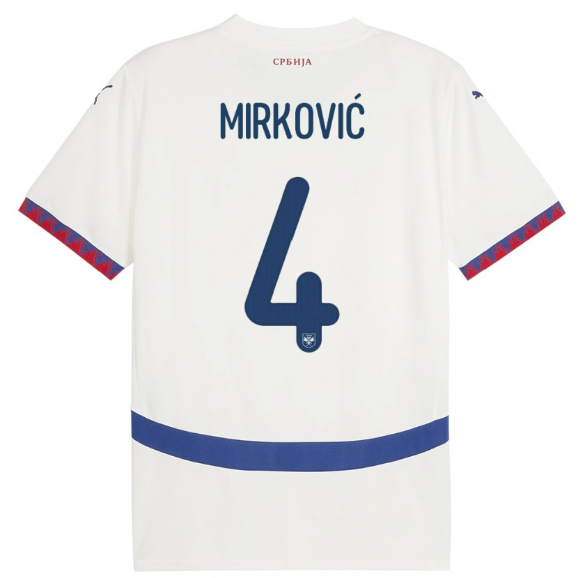 Danxen Heren Servië Nemanja Mirković #4 Wit Uitshirt Uittenue 24-26 T-Shirt
