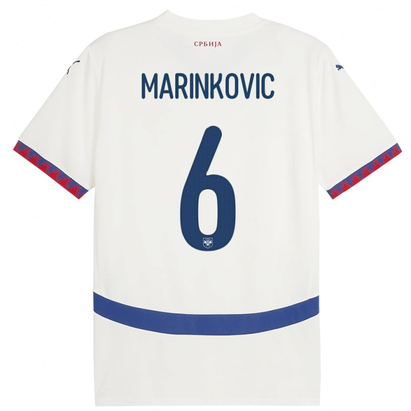 Danxen Heren Servië Vojin Marinkovic #6 Wit Uitshirt Uittenue 24-26 T-Shirt