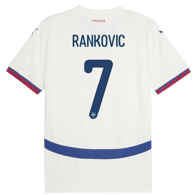 Danxen Heren Servië Djordje Rankovic #7 Wit Uitshirt Uittenue 24-26 T-Shirt