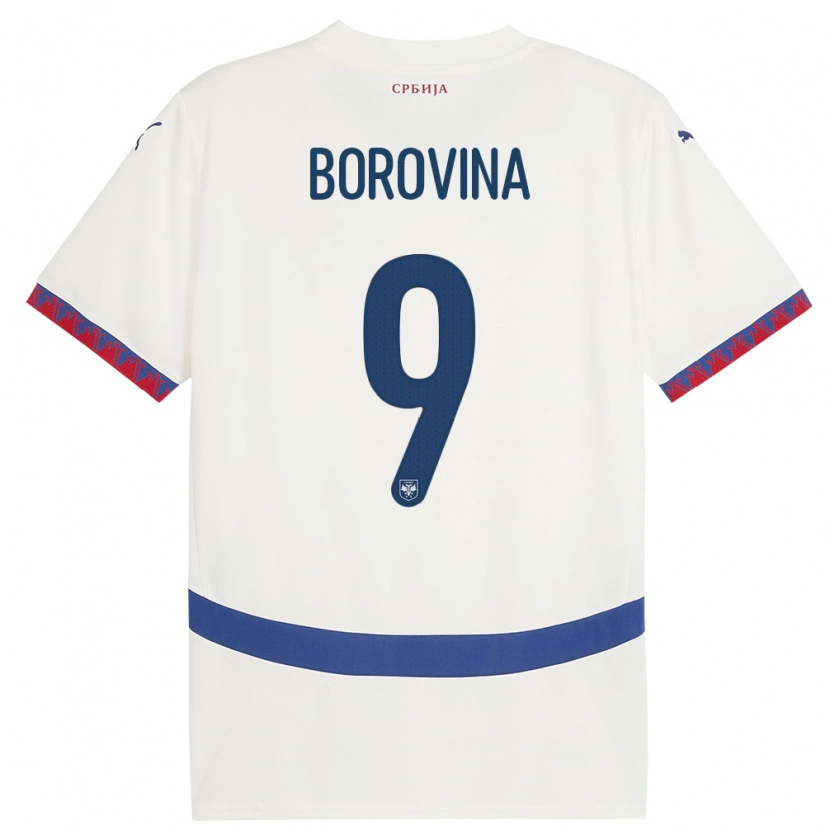 Danxen Heren Servië Srdjan Borovina #9 Wit Uitshirt Uittenue 24-26 T-Shirt