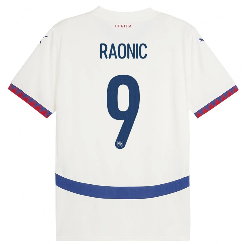 Danxen Heren Servië Sava Raonic #9 Wit Uitshirt Uittenue 24-26 T-Shirt