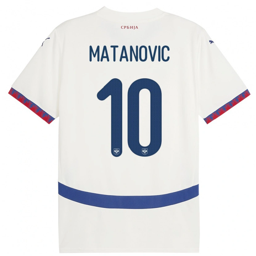 Danxen Heren Servië Ognjen Matanovic #10 Wit Uitshirt Uittenue 24-26 T-Shirt