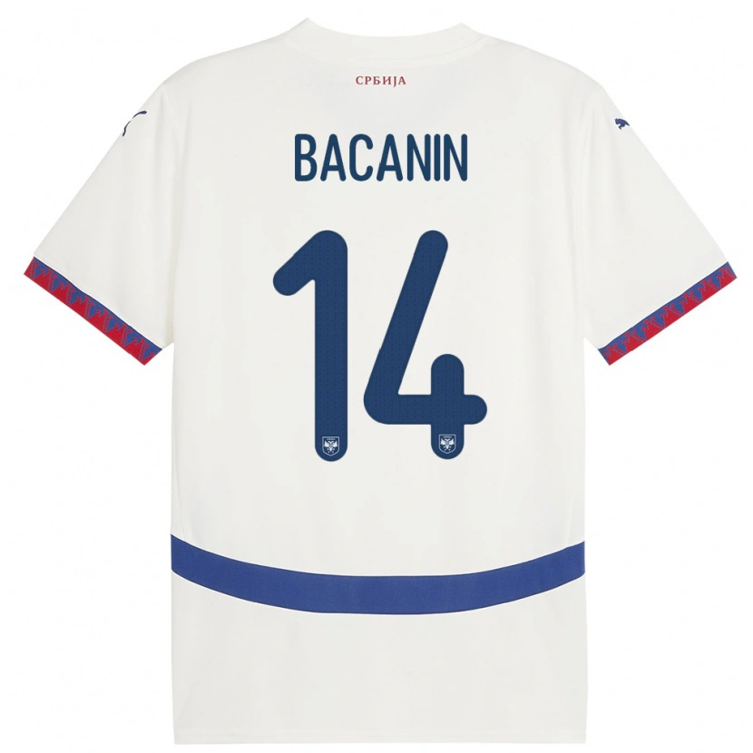 Danxen Heren Servië Andrej Bacanin #14 Wit Uitshirt Uittenue 24-26 T-Shirt