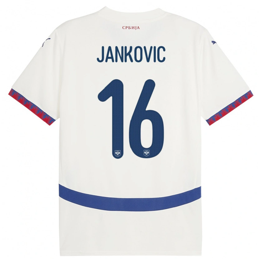 Danxen Heren Servië Dimitrije Jankovic #16 Wit Uitshirt Uittenue 24-26 T-Shirt