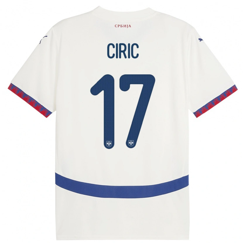 Danxen Heren Servië Jovan Ciric #17 Wit Uitshirt Uittenue 24-26 T-Shirt