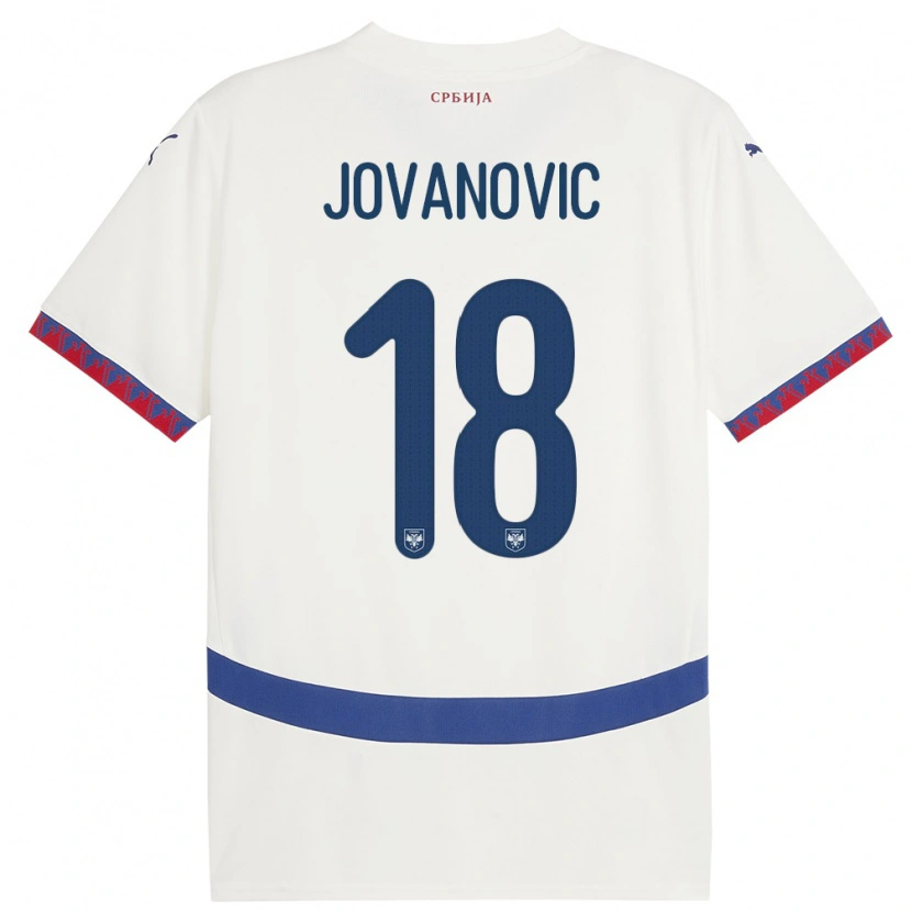 Danxen Heren Servië Dusan Jovanovic #18 Wit Uitshirt Uittenue 24-26 T-Shirt