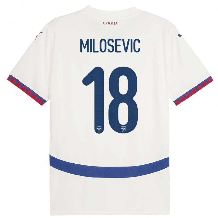 Danxen Heren Servië Mateja Milosevic #18 Wit Uitshirt Uittenue 24-26 T-Shirt