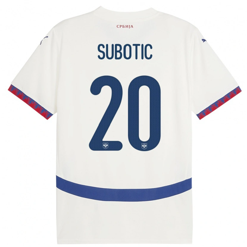 Danxen Heren Servië Andrej Subotic #20 Wit Uitshirt Uittenue 24-26 T-Shirt