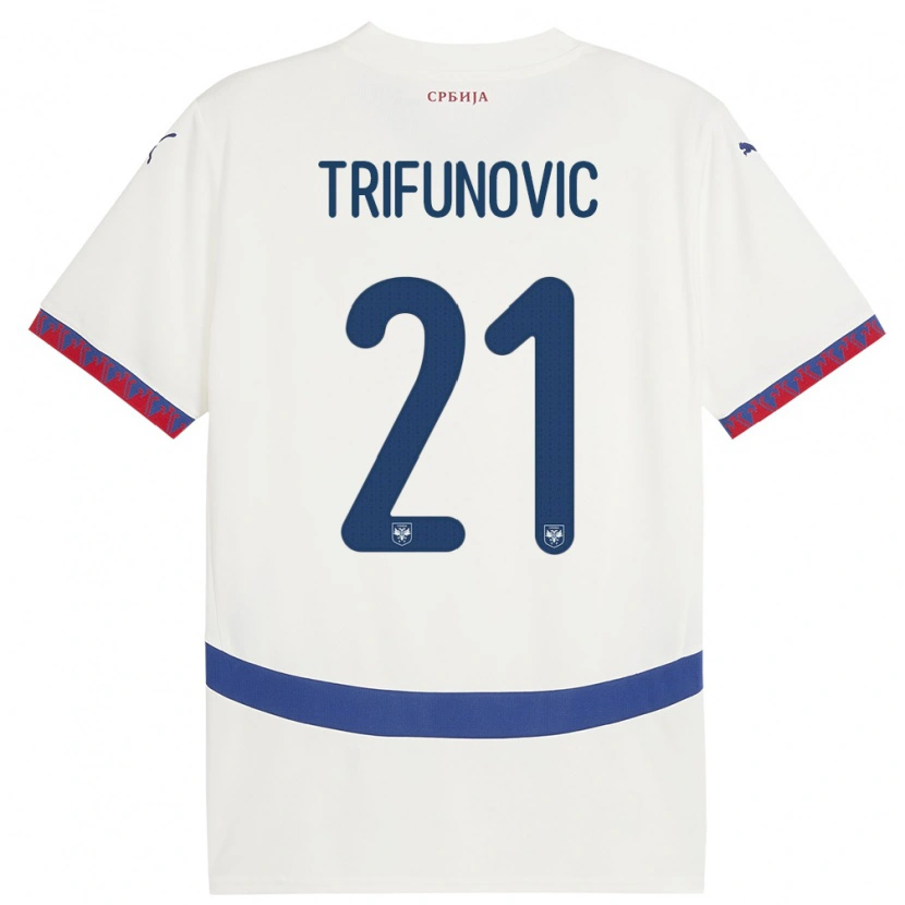 Danxen Heren Servië Nemanja Trifunovic #21 Wit Uitshirt Uittenue 24-26 T-Shirt