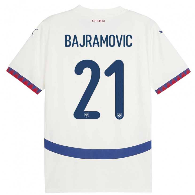 Danxen Heren Servië Eldin Bajramovic #21 Wit Uitshirt Uittenue 24-26 T-Shirt