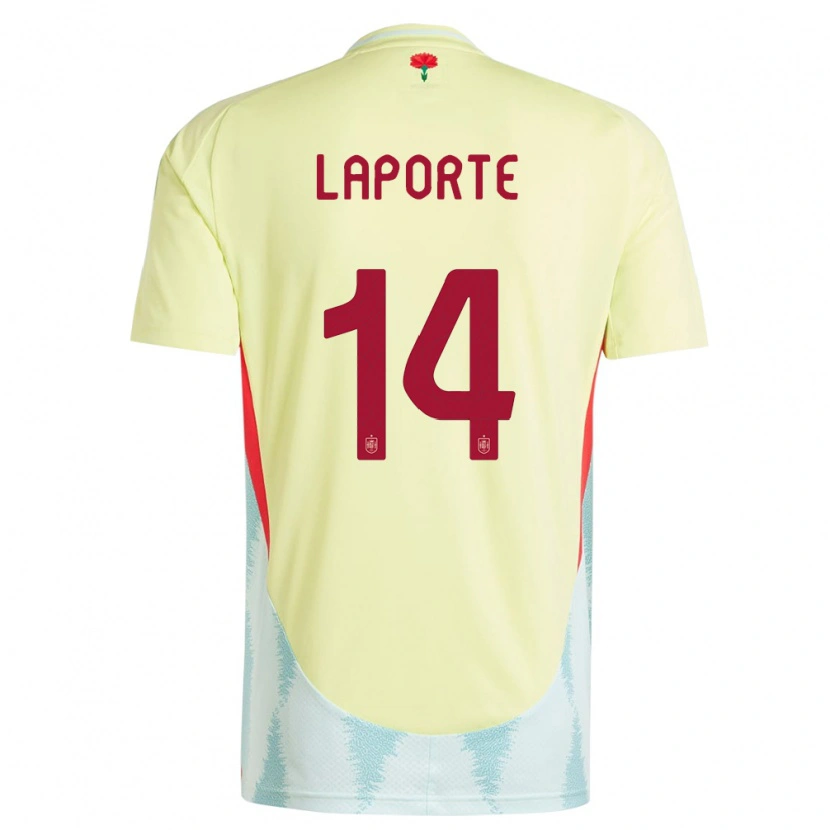 Danxen Heren Spanje Aymeric Laporte #14 Geel Uitshirt Uittenue 24-26 T-Shirt