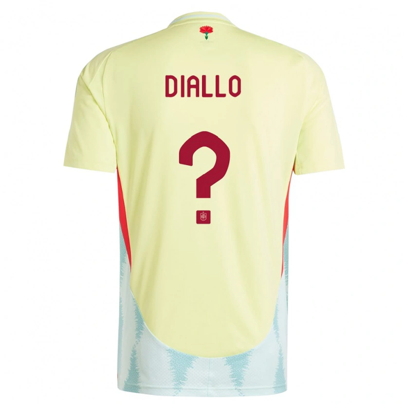 Danxen Heren Spanje Ousmane Diallo #0 Geel Uitshirt Uittenue 24-26 T-Shirt