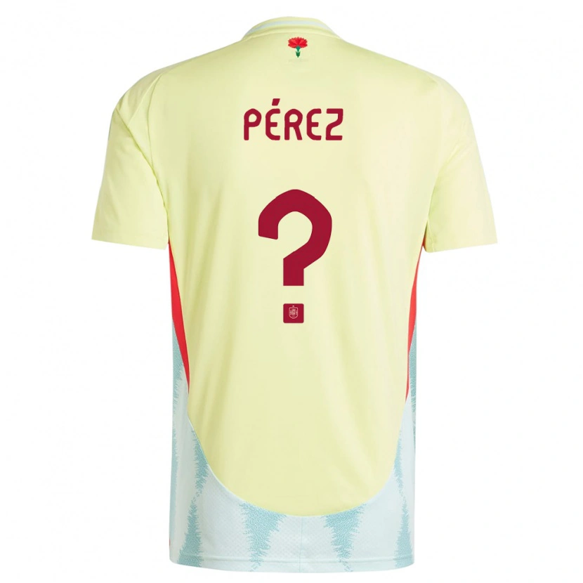 Danxen Heren Spanje Luismi Pérez #0 Geel Uitshirt Uittenue 24-26 T-Shirt