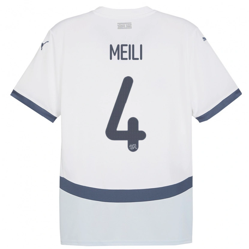 Danxen Heren Zwitserland Ezequiel Meili #4 Wit Uitshirt Uittenue 24-26 T-Shirt