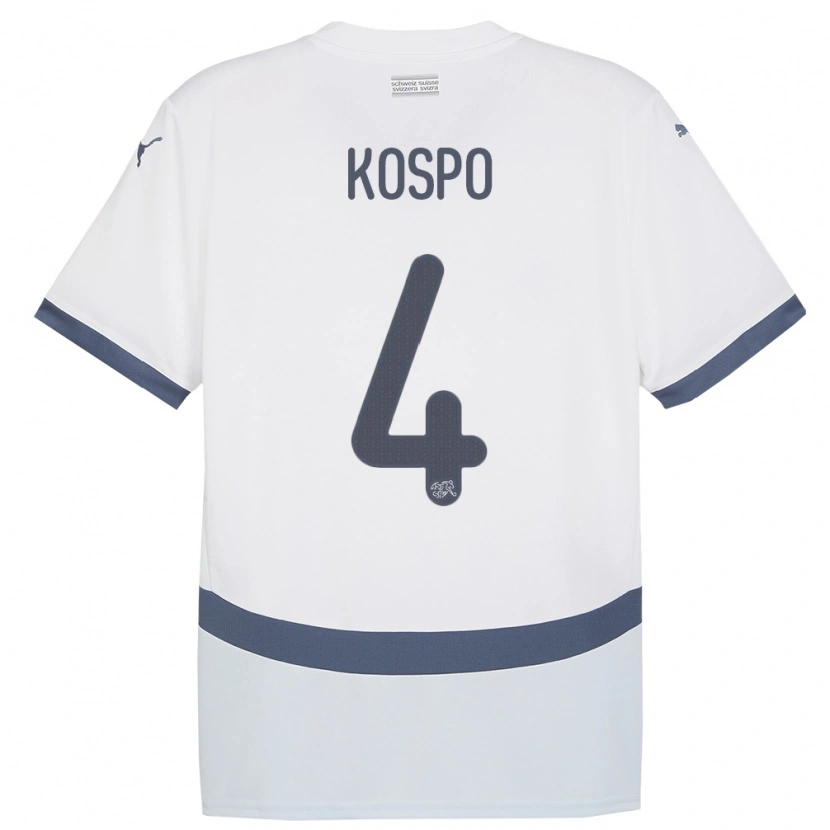 Danxen Heren Zwitserland Eman Kospo #4 Wit Uitshirt Uittenue 24-26 T-Shirt