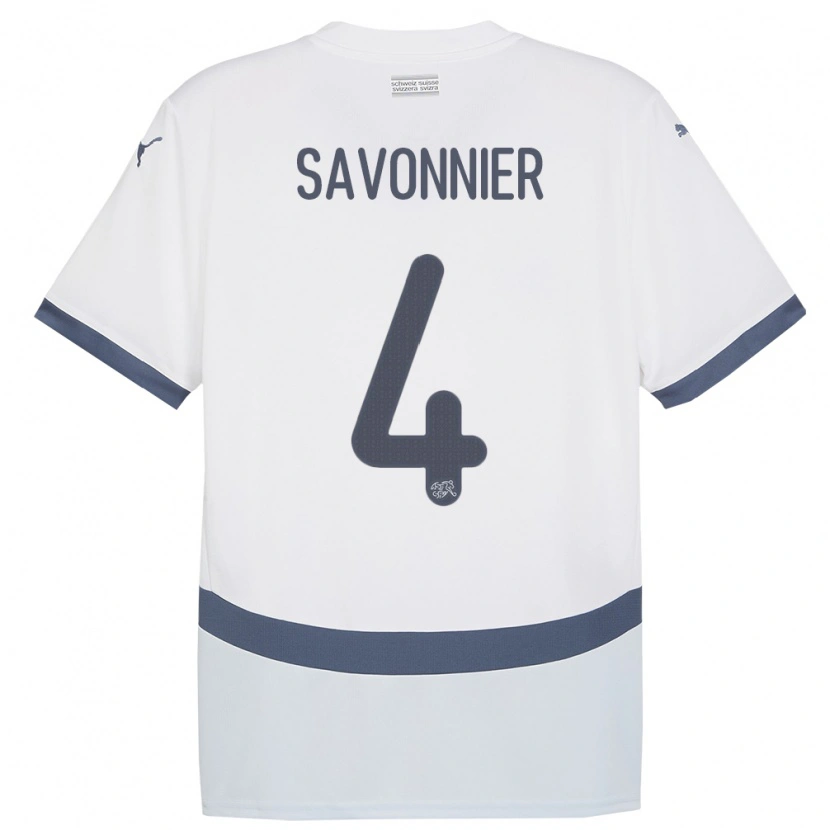 Danxen Heren Zwitserland Nelson Savonnier #4 Wit Uitshirt Uittenue 24-26 T-Shirt