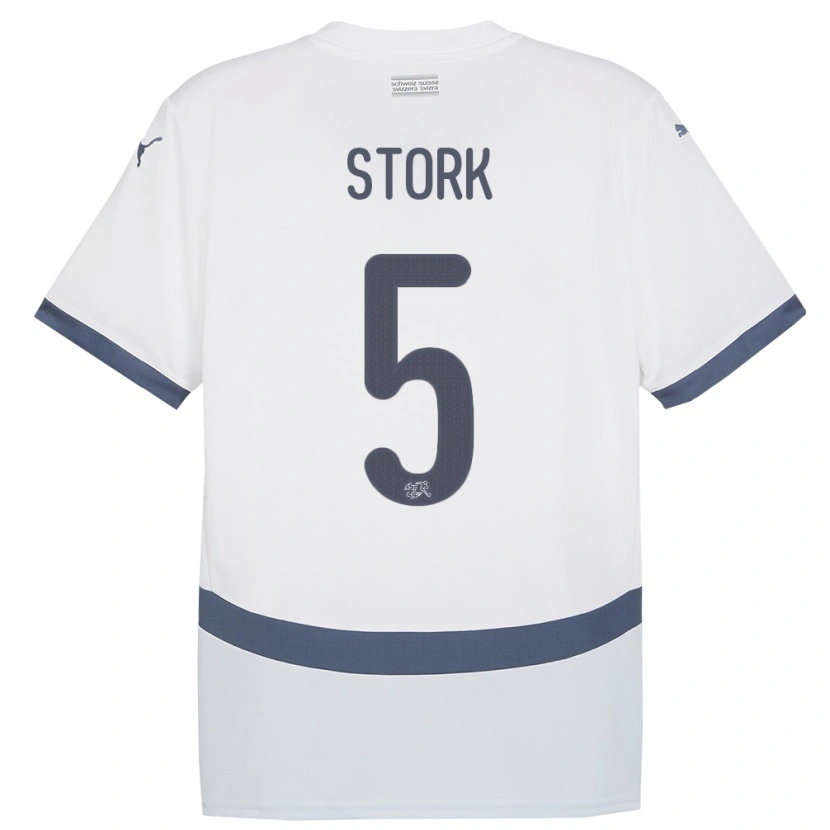 Danxen Heren Zwitserland Gian Stork #5 Wit Uitshirt Uittenue 24-26 T-Shirt