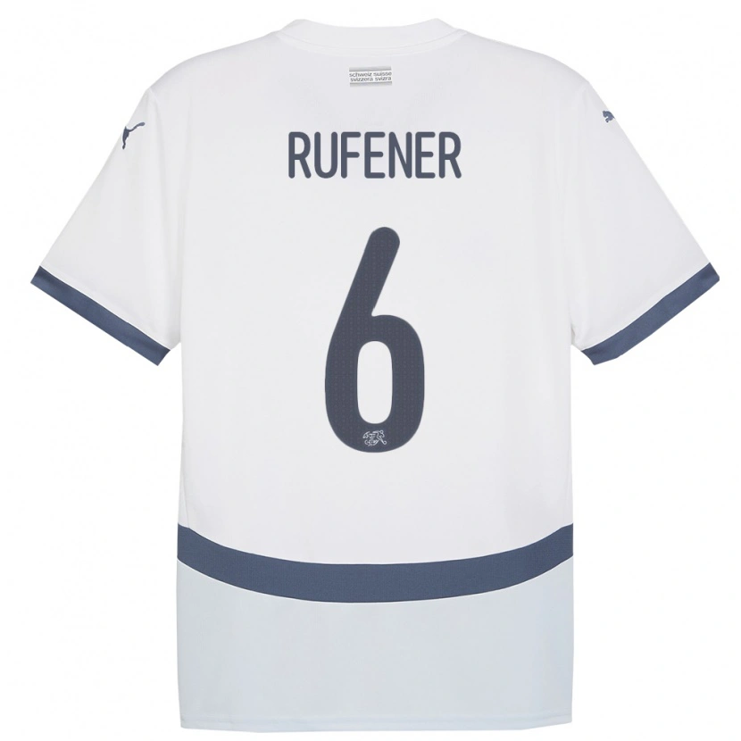 Danxen Heren Zwitserland Elio Rufener #6 Wit Uitshirt Uittenue 24-26 T-Shirt