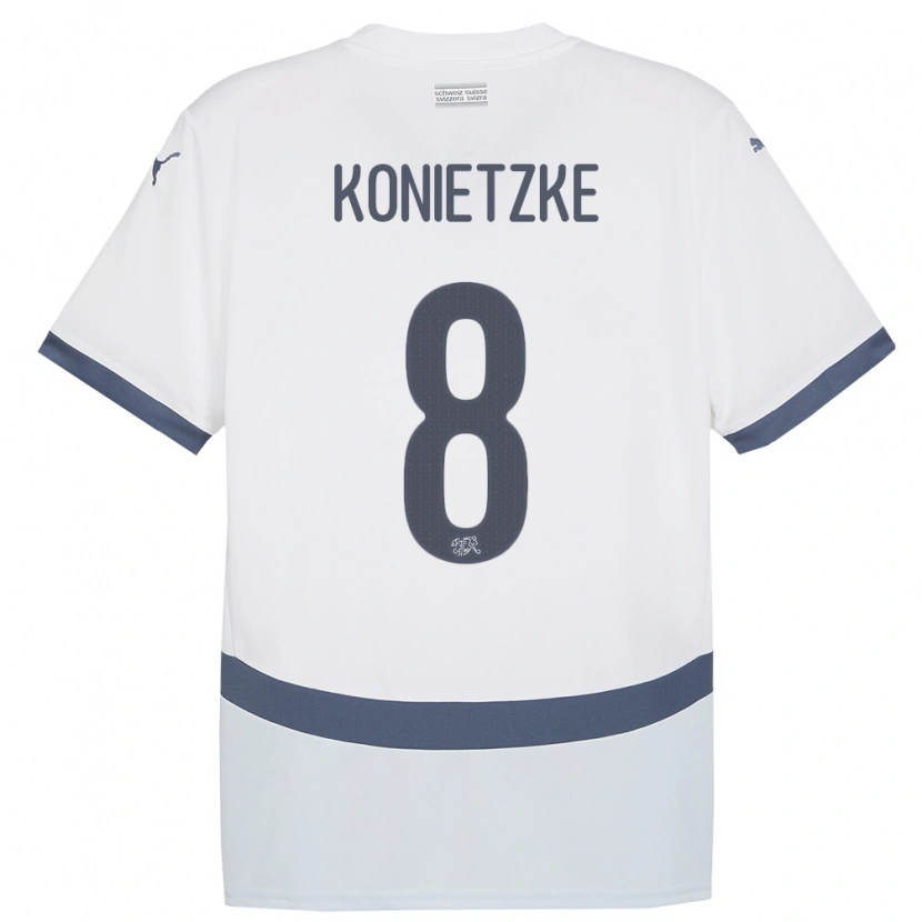 Danxen Heren Zwitserland Corsin Konietzke #8 Wit Uitshirt Uittenue 24-26 T-Shirt