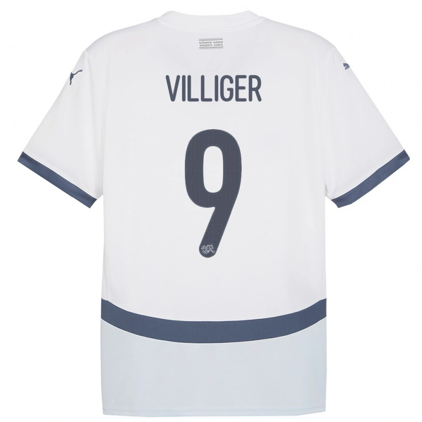 Danxen Heren Zwitserland Lars Villiger #9 Wit Uitshirt Uittenue 24-26 T-Shirt
