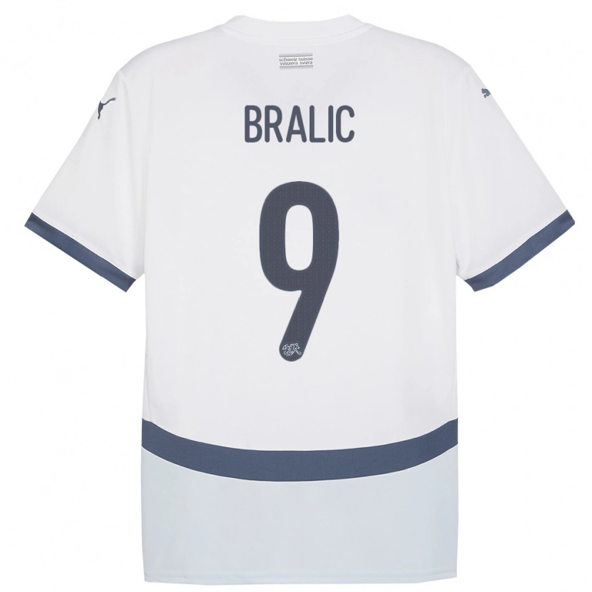 Danxen Heren Zwitserland Josip Bralic #9 Wit Uitshirt Uittenue 24-26 T-Shirt