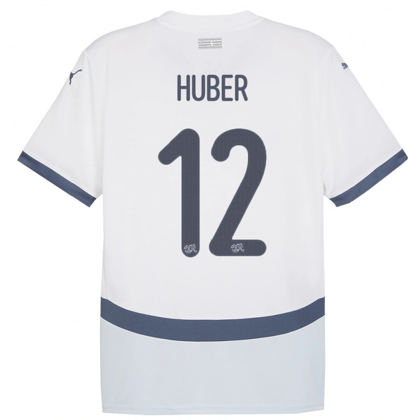 Danxen Heren Zwitserland Silas Huber #12 Wit Uitshirt Uittenue 24-26 T-Shirt