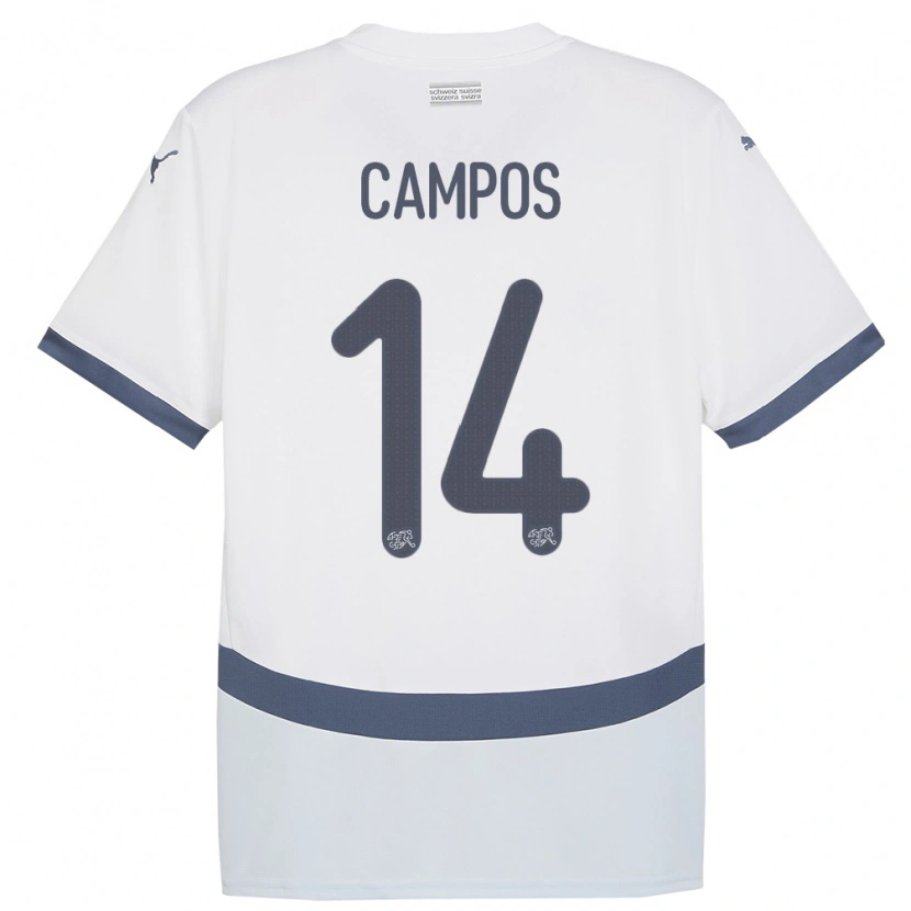 Danxen Heren Zwitserland Luan Campos #14 Wit Uitshirt Uittenue 24-26 T-Shirt