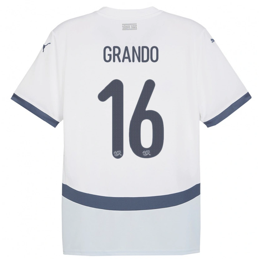 Danxen Heren Zwitserland Leon Grando #16 Wit Uitshirt Uittenue 24-26 T-Shirt
